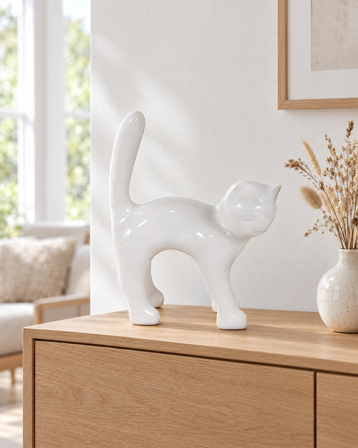 Chalk White AlwaysCat cat sculpture styled at home