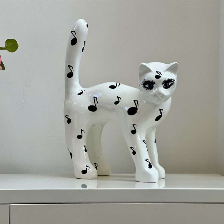 Escultura de gato Notas Musicales pintada a mano, 45 cm, AlwaysCat