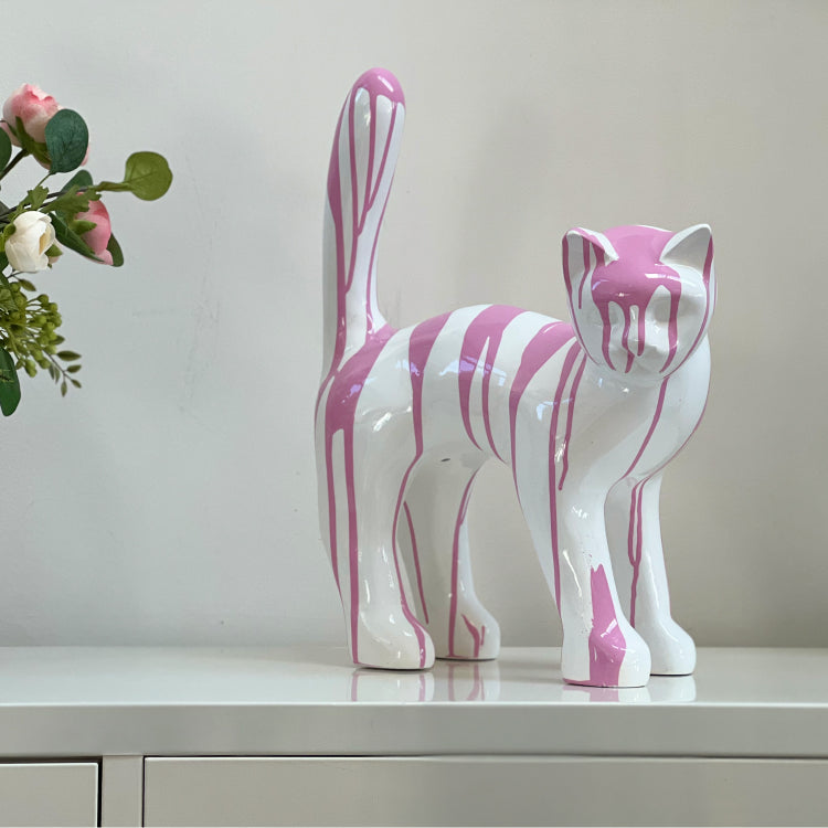 Escultura de gato Trash Rosa con salpicaduras, 45 cm, AlwaysCat