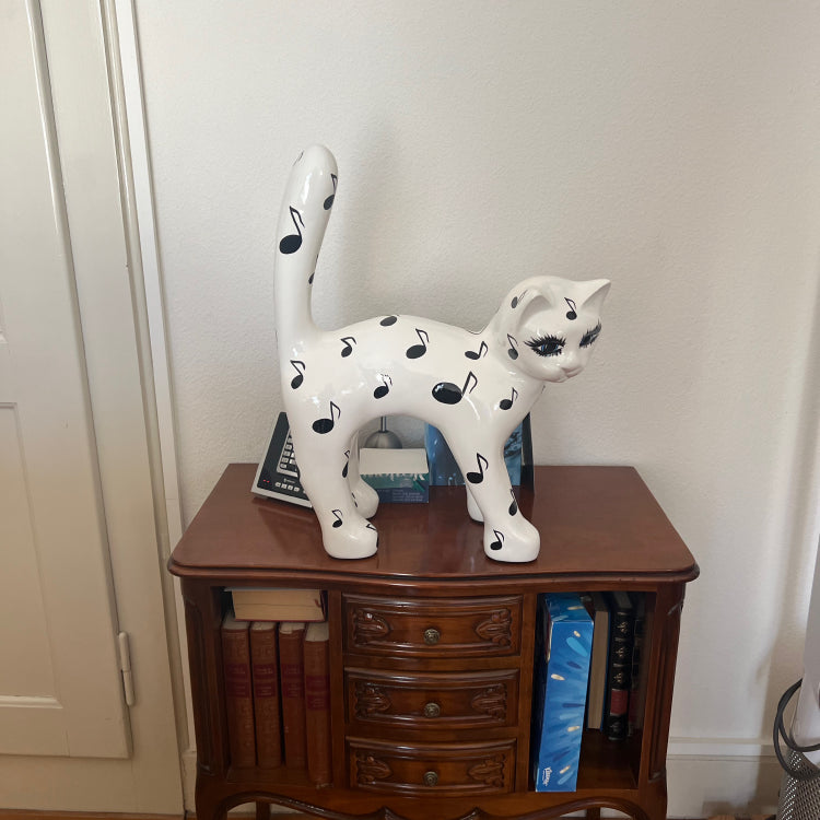 Escultura de gato Notas Musicales pintada a mano, 45 cm, AlwaysCat