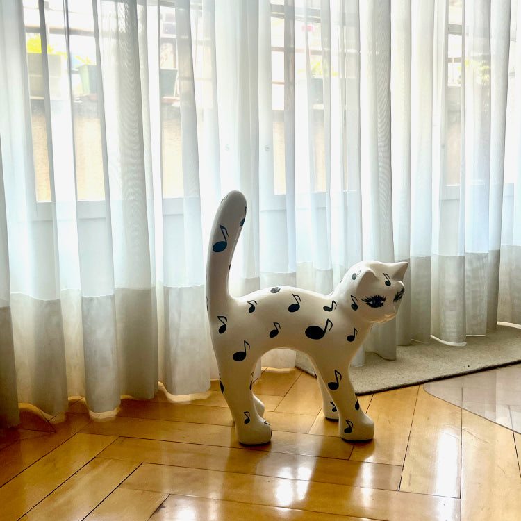 Escultura de gato Notas Musicales pintada a mano, 45 cm, AlwaysCat