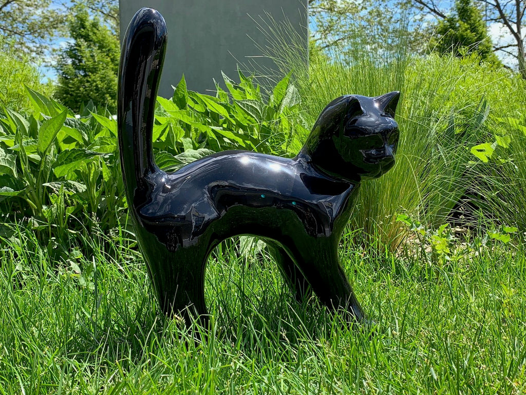 Katzenskulptur aus Kunstharz in Tintenschwarz, 40 cm, AlwaysCat