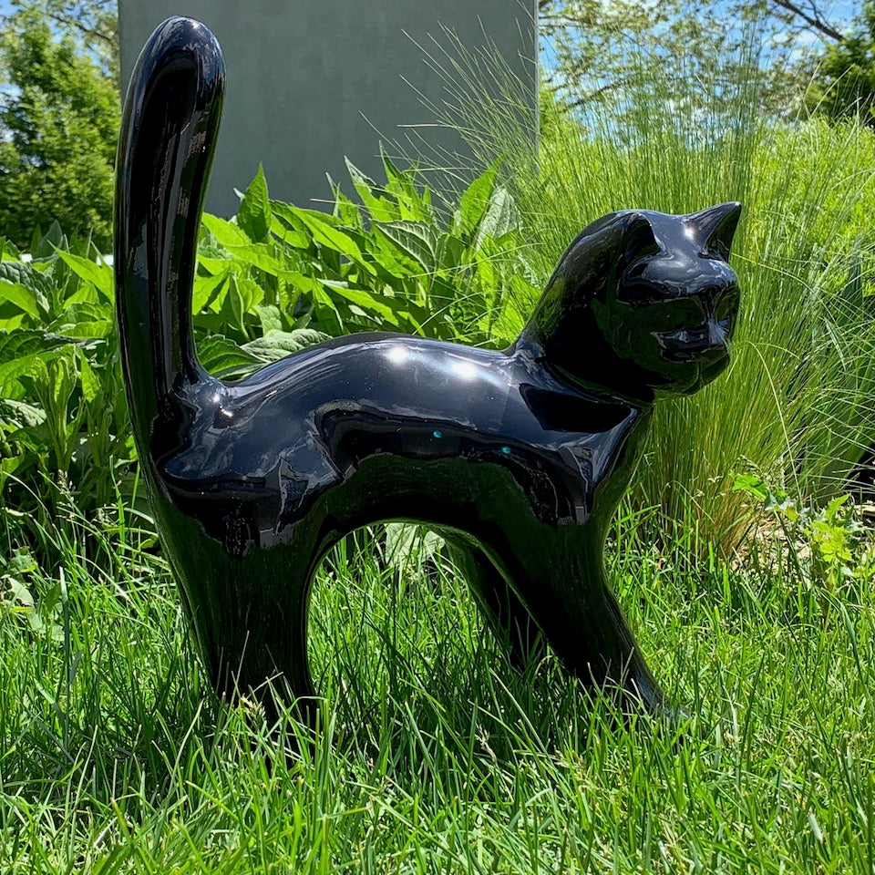 Escultura de gato de resina Negro Tinta, 45 cm, AlwaysCat