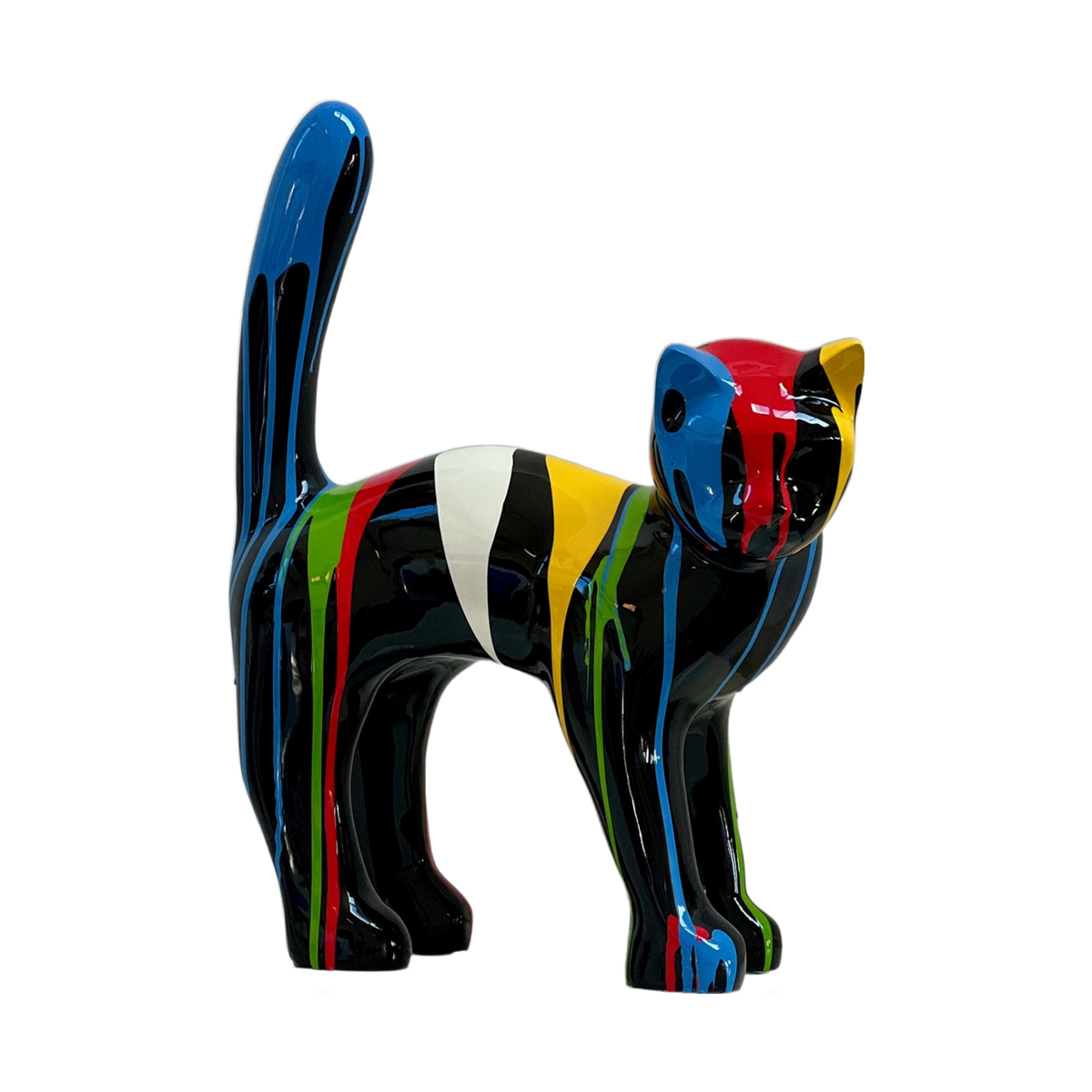 El Gato — Trash Negro, escultura de gato de resina pintada a mano, 45 cm