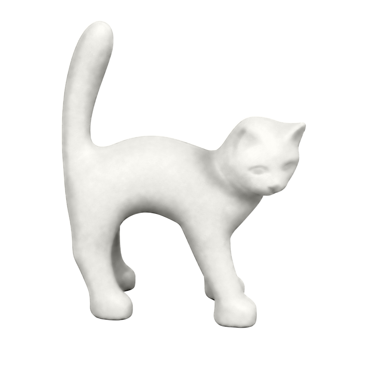 El Gato — Para pintar, escultura de gato de resina en blanco mate sin barnizar, 45 cm