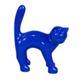 Die Katze — Klein-Blau, handbemalte Katzenskulptur aus Kunstharz, 40 cm (digitale Vorschau)