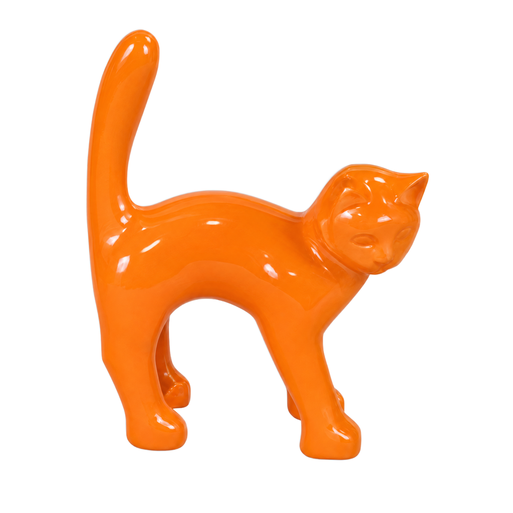 Die Katze — Mandarine, handbemalte Katzenskulptur aus Kunstharz, 40 cm (digitale Vorschau)