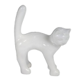 Die Katze — Kreideweiss, handbemalte Katzenskulptur aus Kunstharz, 40 cm