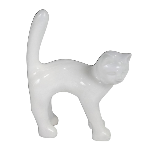 The Cat — Chalk White, hand-painted resin cat sculpture, 40 cm