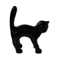 Die Katze — Tintenschwarz, handbemalte Katzenskulptur aus Kunstharz, 40 cm