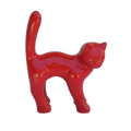 Le Chat — Rouge signal, sculpture de chat en résine peinte à la main, 40 cm