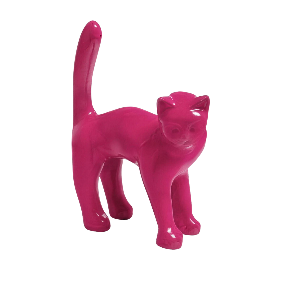 Le Chat — Rose poudré, sculpture de chat en résine peinte à la main, 40 cm