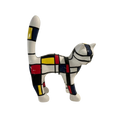 Le Chat — Mondrian, sculpture de chat en résine peinte à la main, 40 cm