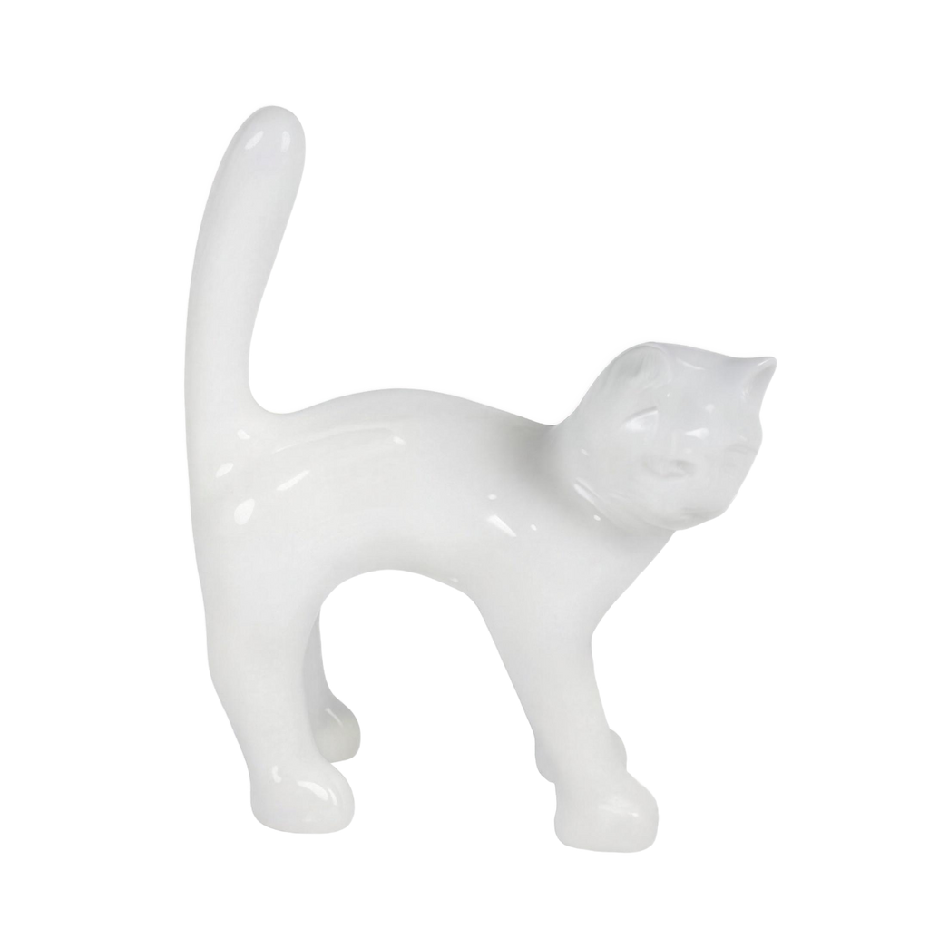 Die Katze — Zum Bemalen, unbemalte Katzenskulptur aus Kunstharz in Mattweiss, 40 cm
