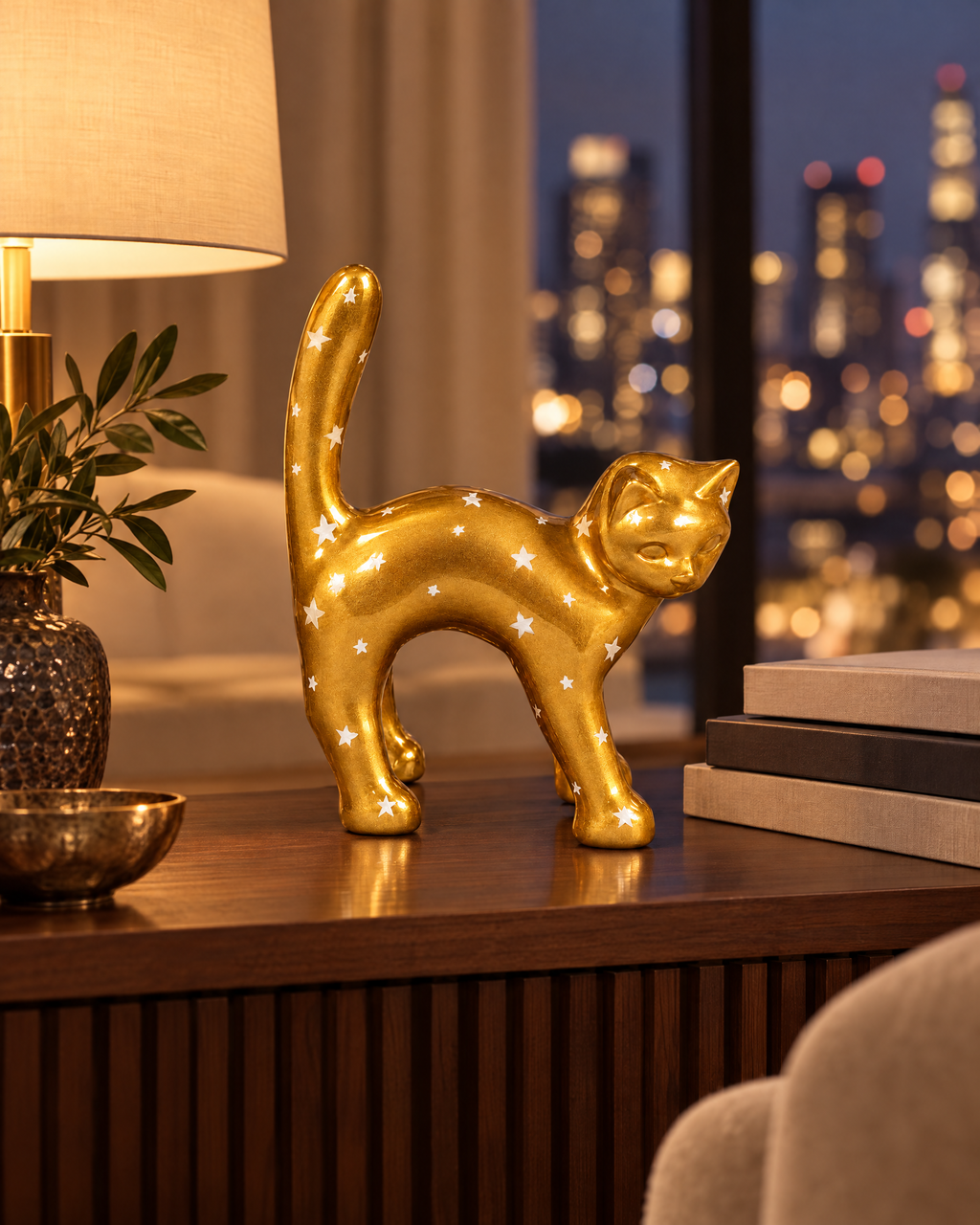 The Cat — Golden Stars styled at home, AlwaysCat (digital staging)