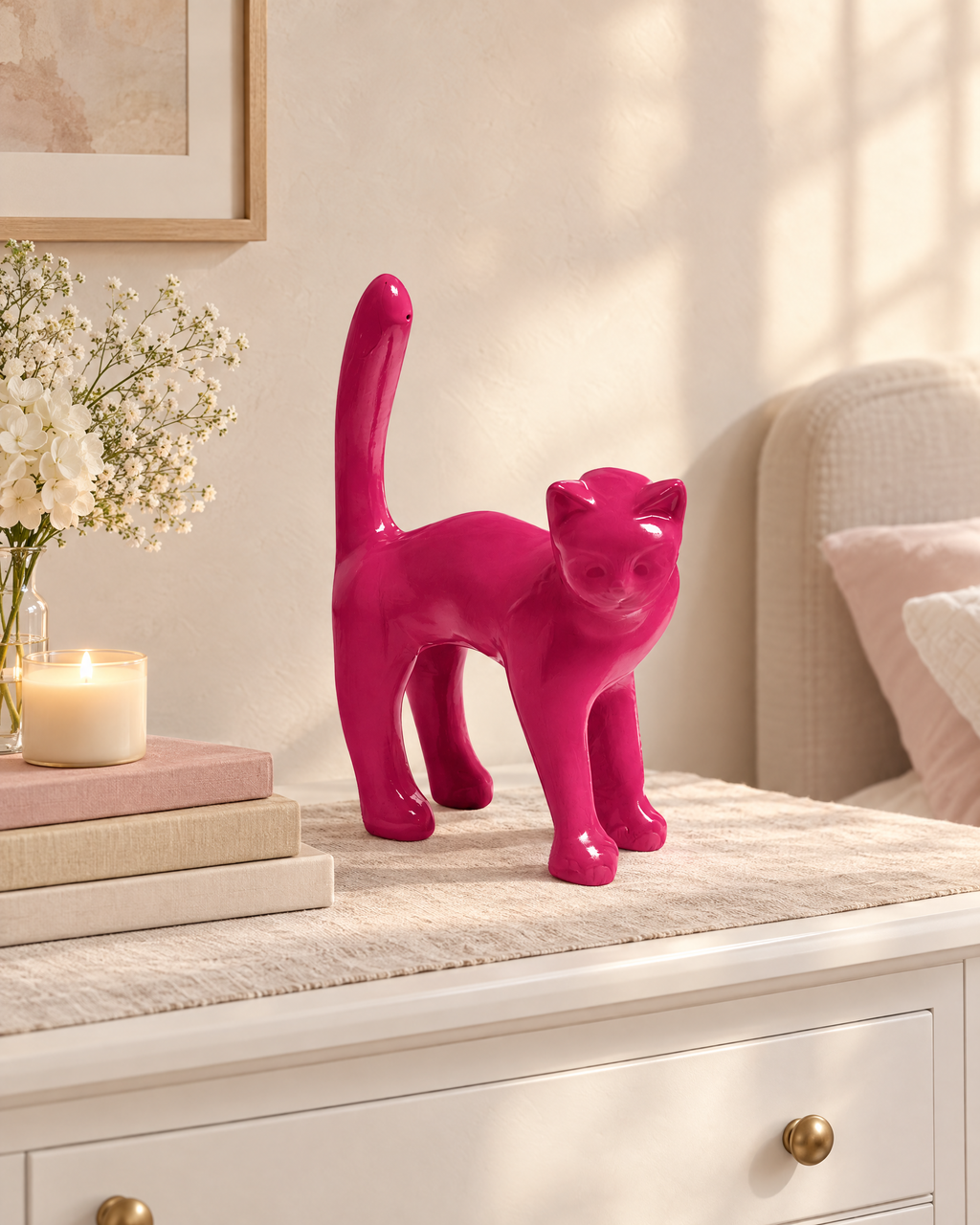 Die Katze — Puderrosa in einem Wohnambiente, AlwaysCat (digitale Inszenierung)